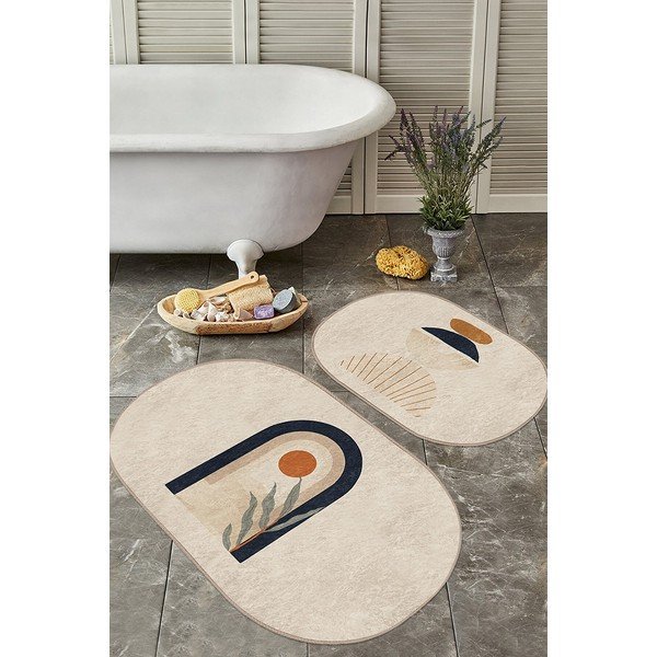 Bézs fürdőszobai kilépő szett 2 db-os 60x100 cm – Mila Home-image-2