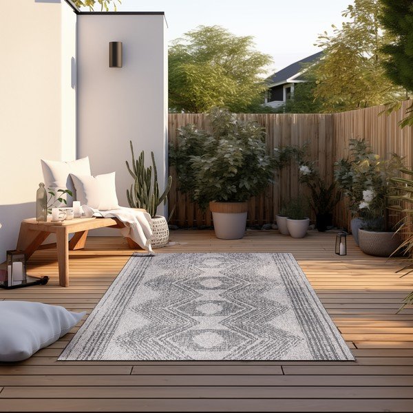 Szürke-krémszínű kültéri szőnyeg 80x150 cm Gemini – Elle Decoration-image-1