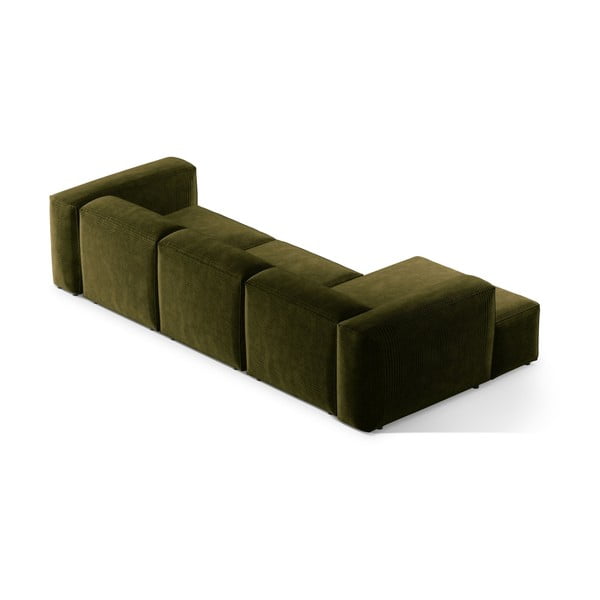 Zöld kordbársony sarokkanapé (bal oldali-heverő résszel) Bergamo – Cosmopolitan Design-image-4