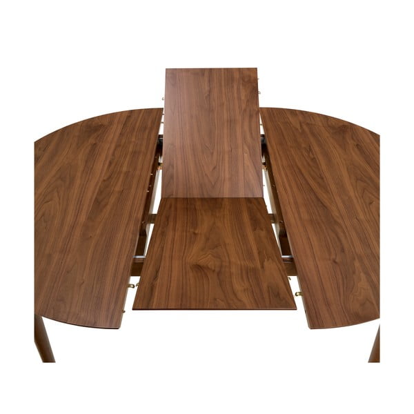 Kerek bővíthető étkezőasztal hosszabbító asztallappal, diófa dekorral ø 115 cm Montreux – Actona-image-4