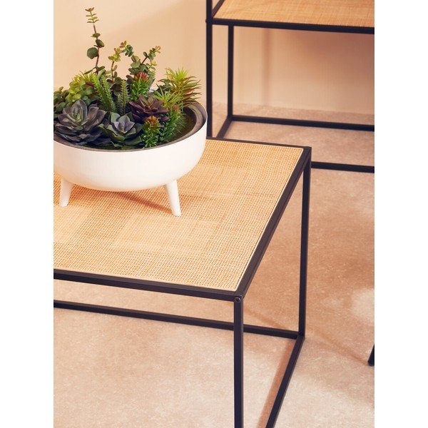 Natúr színű rattan dohányzóasztal 60x60 cm Depok – Premier Housewares-image-2
