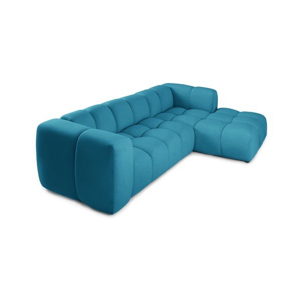 Türkiz bársony sarokkanapé (jobb oldali-heverő résszel) Cube – Bonami Selection-image-3