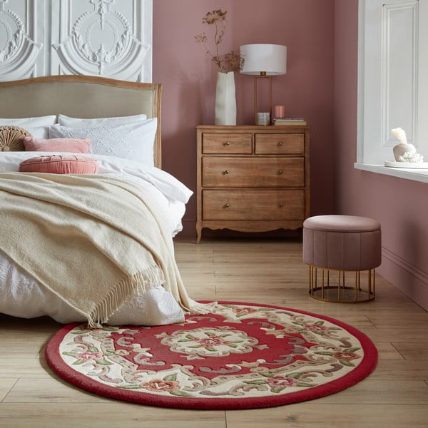 Aubusson piros gyapjú szőnyeg, ⌀ 120 cm - Flair Rugs-image-1