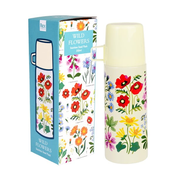 Krémszínű gyerek termosz 350 ml Wild Flowers – Rex London-image-3