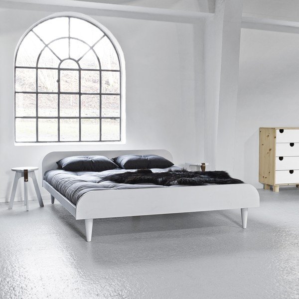 Twist Comfort Mat White/Natural borovi fenyőfa franciaágy matraccal, 180 x 200 cm - Karup Design-image-1