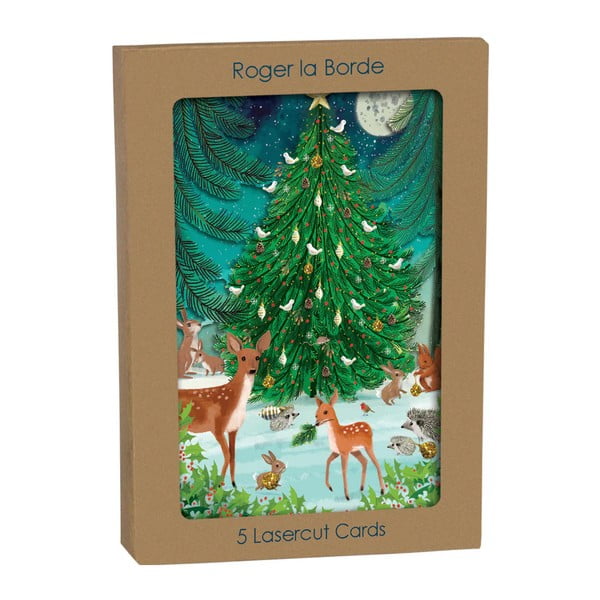Üdvözlőlap szett 5 db-os karácsonyi mintával Heart of the Forest  – Roger la Borde-image-1