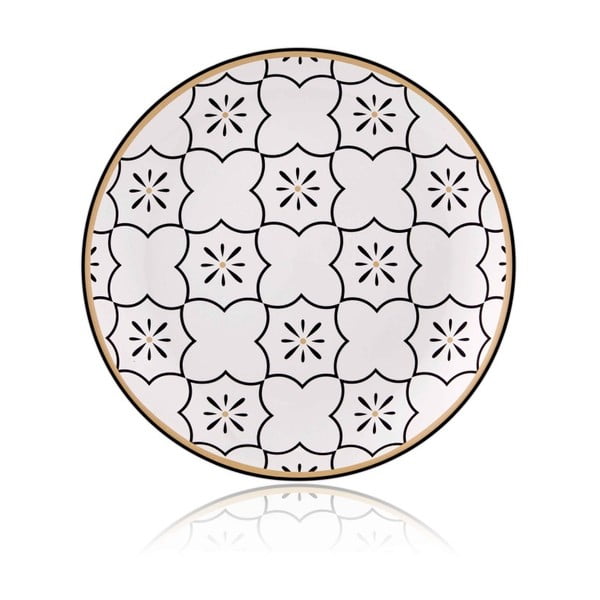 Maroc Marrakesh fekete-fehér csontporcelán tányér, ⌀ 27 cm - The Mia