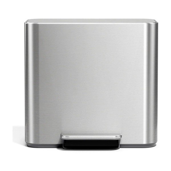 Matt ezüstszínű rozsdamentes acél szelektív-pedálos szemetes 15 l Dual Mini – simplehuman-image-3