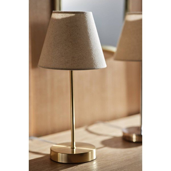 Bézs-sárgaréz színű textil asztali lámpa (magasság 39 cm) Lasse – Jotex-image-2