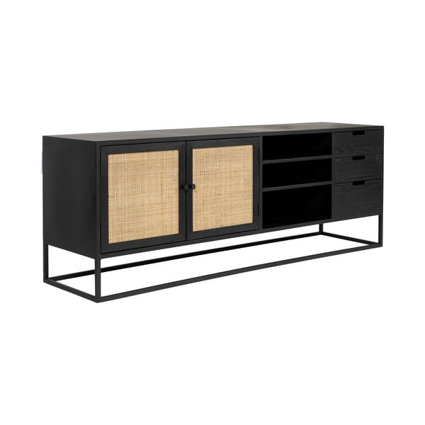 Fekete rattan TV-állvány 38x55 cm  Guuji – White Label-image-2