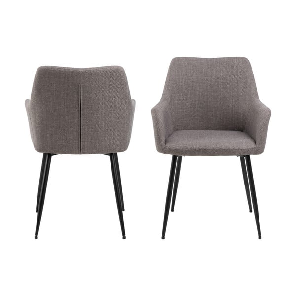 Világosszürke kárpitozott karfás étkezőfotel szett 2 db-os Lizzy – Actona-image-2