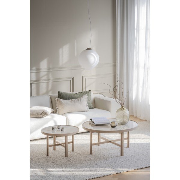 Natúr színű kerek dohányzóasztal kerámia asztallappal 90x90 cm Marsden – Rowico-image-3