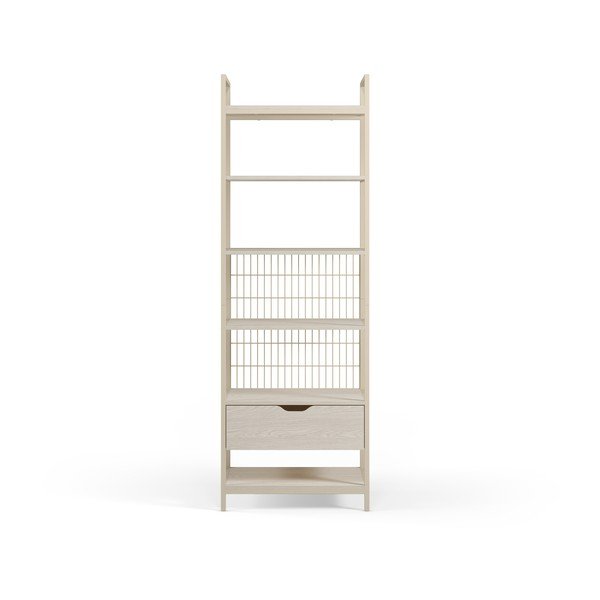 Krémszínű acél könyvespolc 60x179,5x40 cm Amara – Marckeric-image-4