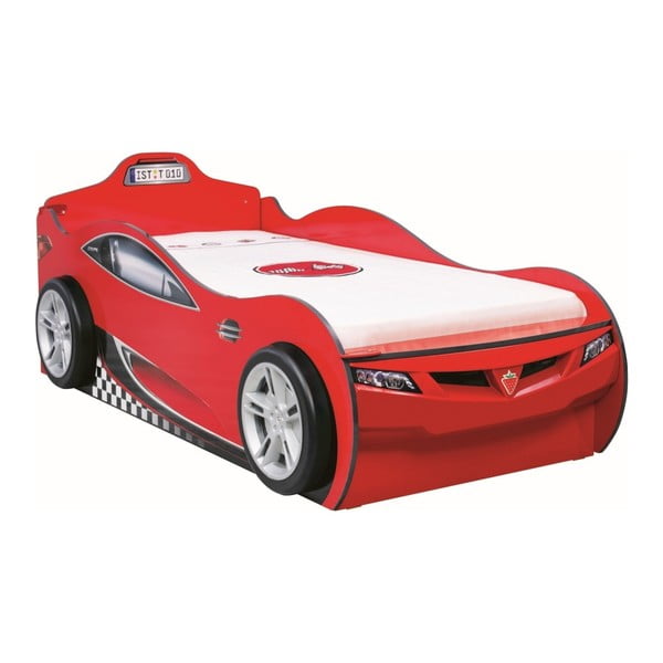 Coupe Carbed With Friend Bed Red autó formájú piros gyerekágy tárolóhellyel, 90 x 190 cm