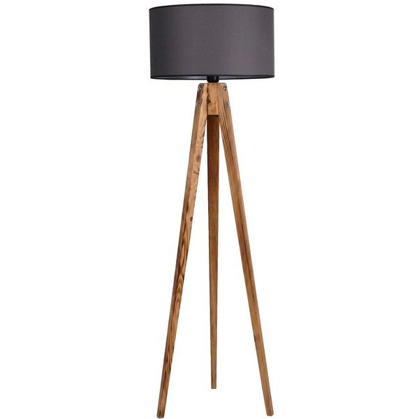 Fekete-natúr színű állólámpa textil búrával (magasság 153 cm) Tripod – Opviq lights