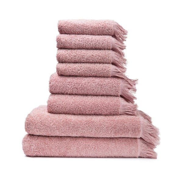 6 db rózsaszín 100% pamut törölköző és 2 db fürdőlepedő - Bonami Selection