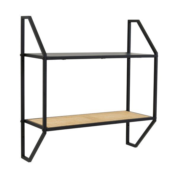 Fekete-natúr színű többszintes fém fali polc 61 cm Depok – Premier Housewares
