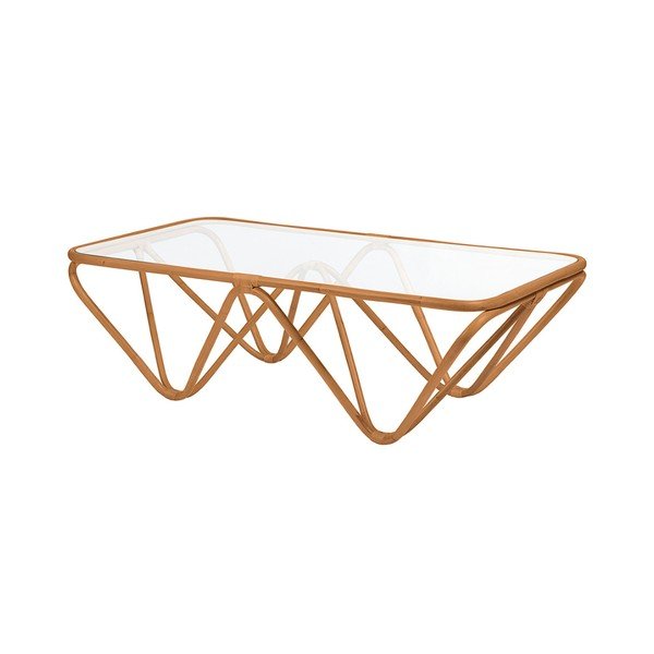Jura üveglapos rattan dohányzóasztal, 75 x 144 cm - RGE