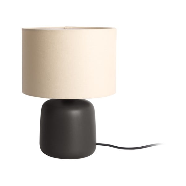 Matt fekete asztali lámpa textil búrával (magasság 33 cm) Alma – Leitmotiv