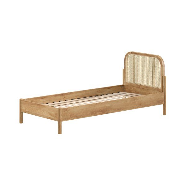 Natúr színű tölgyfa egyszemélyes ágy ágyráccsal 90x200 cm Olive Rotan – Vipack-image-2