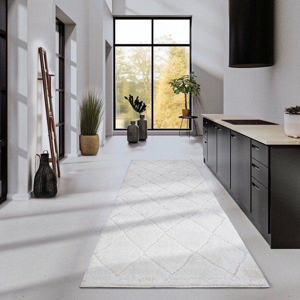 Krémszínű futószőnyeg 80x240 cm Perrotin Cream White – Elle Decoration-image-1