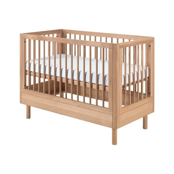 Natúr színű tölgyfa babaágy állítható magassággal 60x120 cm Forrest – Vipack