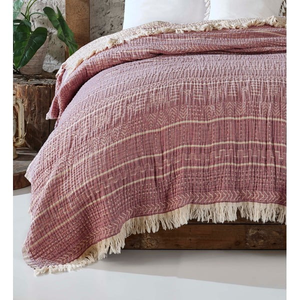 Piros muszlin ágytakaró franciaágyra 220x240 cm Etno - Mijolnir-image-1