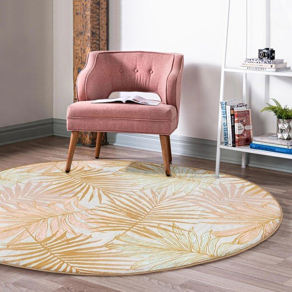 Sárga mosható-robotporszívóval tisztítható kerek szőnyeg ø 80 cm Comfort – Mila Home-image-3
