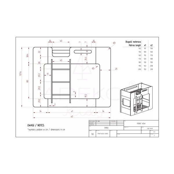 Emeletes gyerekágy 80x200 cm Simba - Adeko-image-3