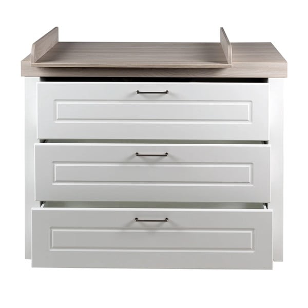 Fehér alacsony gyerek komód pelenkázó feltéttel szilfa dekorral 120x98 cm Felicia – Roba-image-3