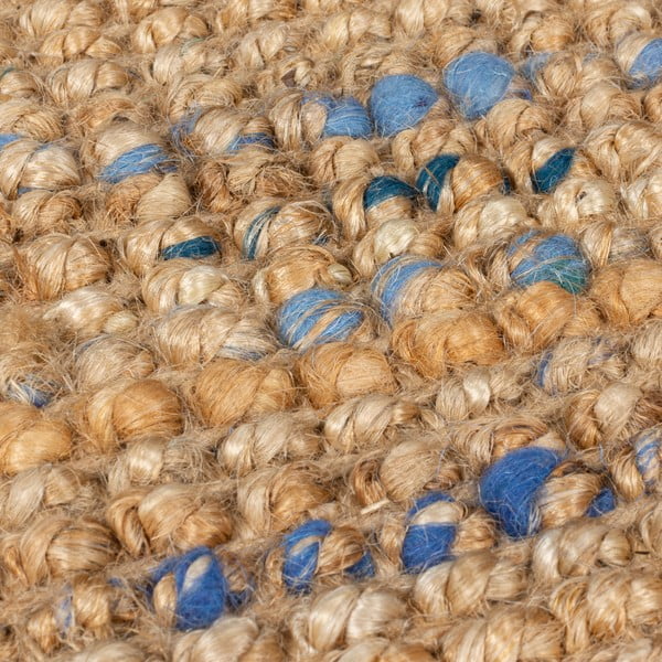 Kék-natúr színű kézi szövésű juta futószőnyeg 60x300 cm Jute Boucle Blue – Flair Rugs-image-4