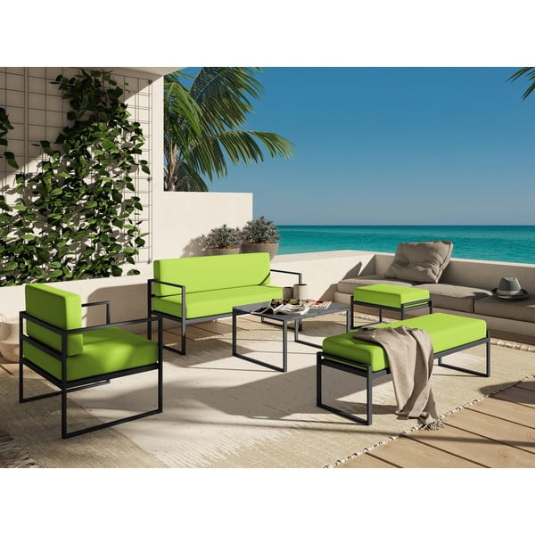 Nicea lime zöld kétszemélyes kültéri kanapé fekete kerettel - Calme Jardin-image-1