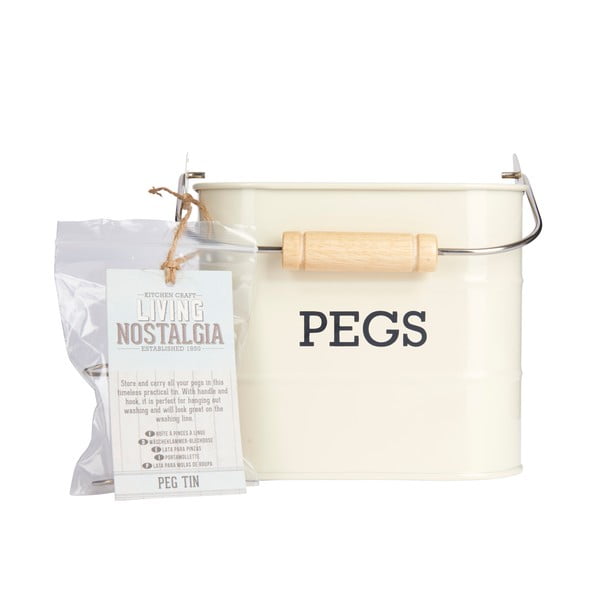 Living Nostalgia krémszínű csipesztartó fémdoboz - Kitchen Craft-image-3