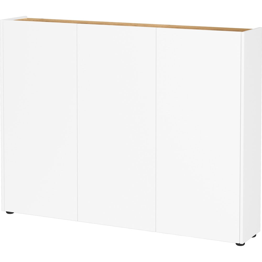 Fehér szekrény tölgyfa dekorral 138x105x25 cm Libbiano – Germania