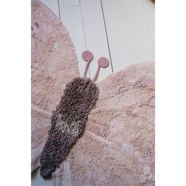 Világos rózsaszín-bézs mosható kézi szövésű pamut gyerek szőnyeg 90x120 cm Baby Butterfly – Lorena Canals-image-4