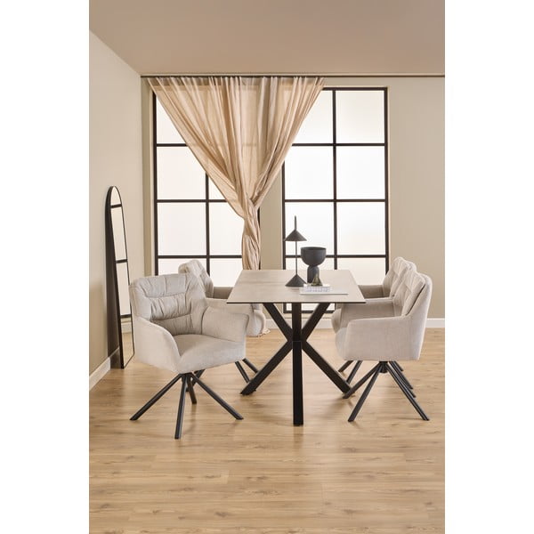 Bézs kárpitozott karfás étkezőfotel Alonso – Actona-image-3