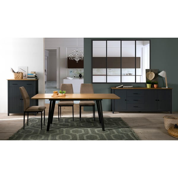 Sötétkék borovi fenyő magas komód 90x110 cm Miranda – Marckeric-image-1