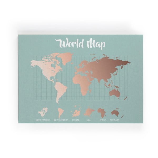 Copper Worldmap kép, 50 x 70 cm - Really Nice Things