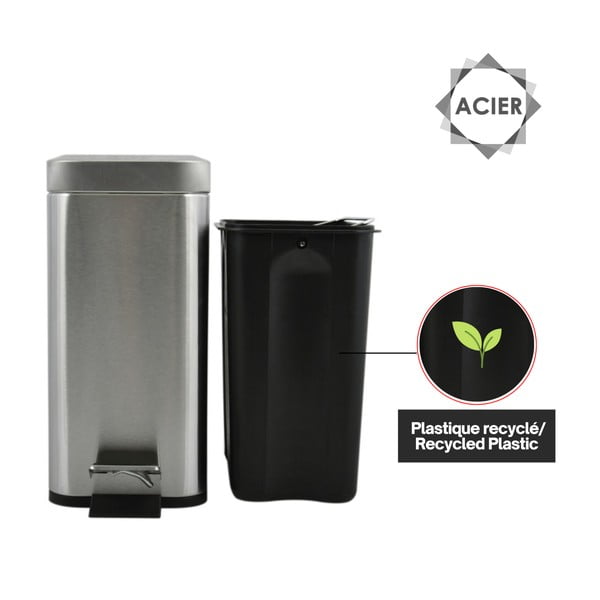 Matt ezüstszínű acél pedálos szemetes 5 l   Erik – Spirella-image-4