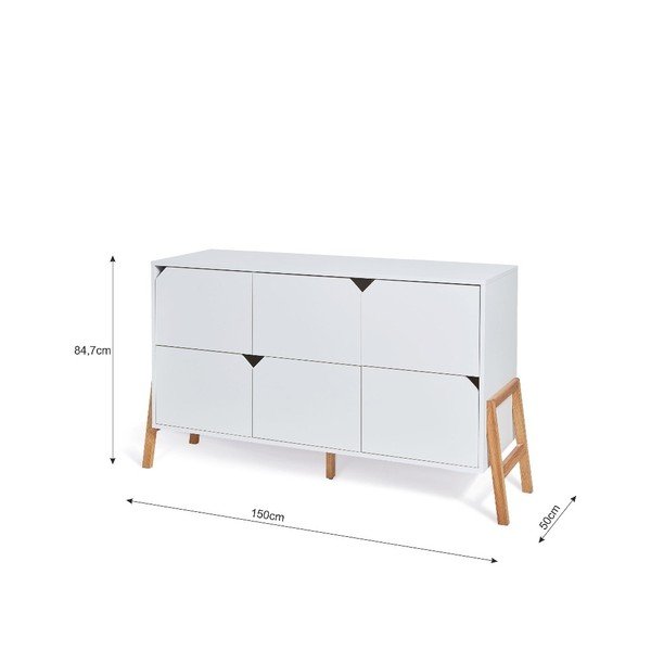 Lotta fehér komód 6 fiókkal - BELLAMY-image-2