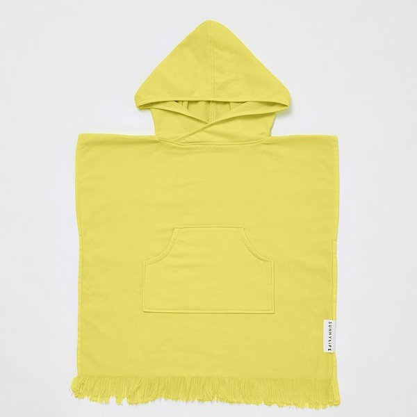 Checkerboard sárga, kapucnis gyerek strandtörölköző, 3-6 éves korig - Sunnylife-image-1