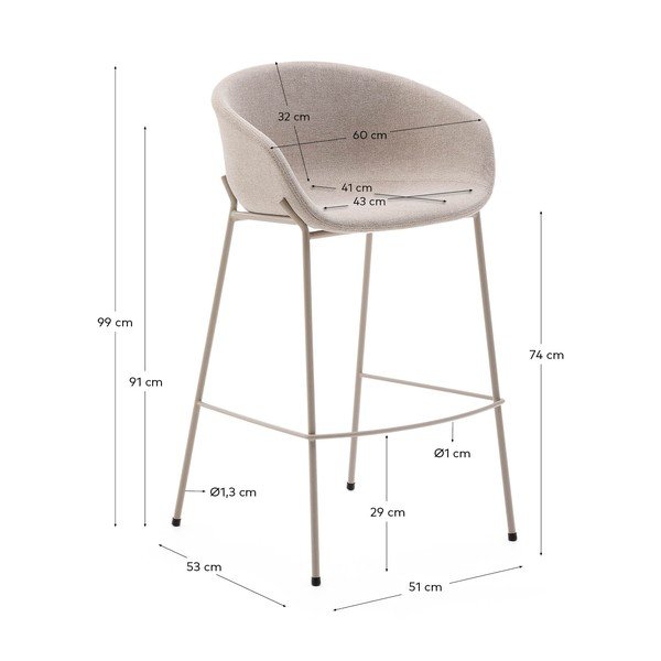 Bézs bárszék (ülésmagasság 75 cm) Yvette – Kave Home-image-3