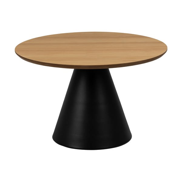 Fekete-natúr színű kerek dohányzóasztal tölgyfa dekoros asztallappal ø 65 cm Soli – Actona-image-3