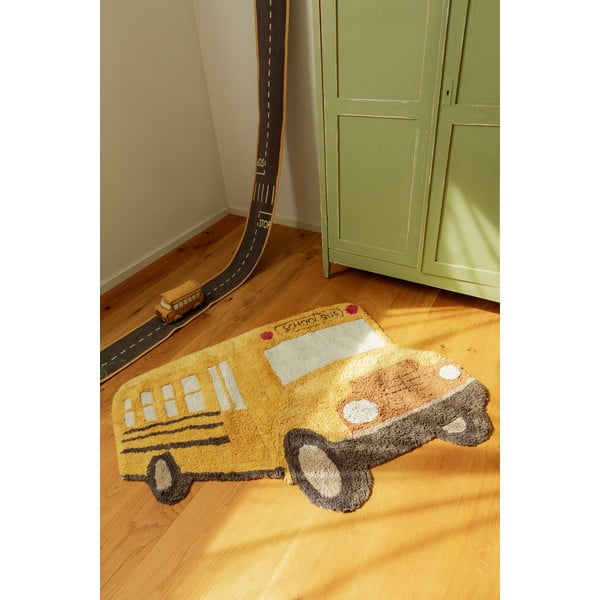Okkersárga mosható-kézi szövésű pamut gyerek szőnyeg 90x130 cm School Bus – Lorena Canals-image-2
