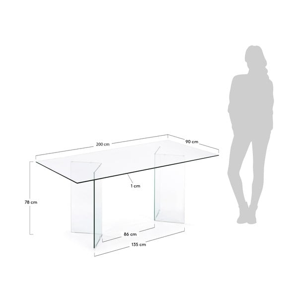 Étkezőasztal üveg asztallappal 90x200 cm Burano – Kave Home-image-4