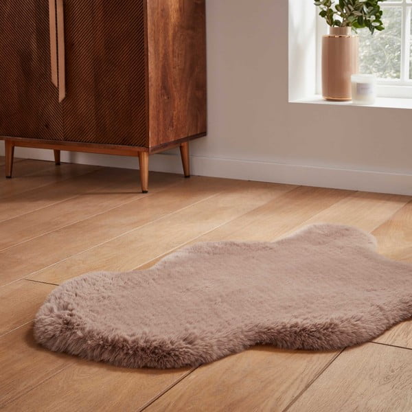 Világosbarna szintetikus szőrme szőnyeg 60x90 cm Super Teddy – Think Rugs-image-2