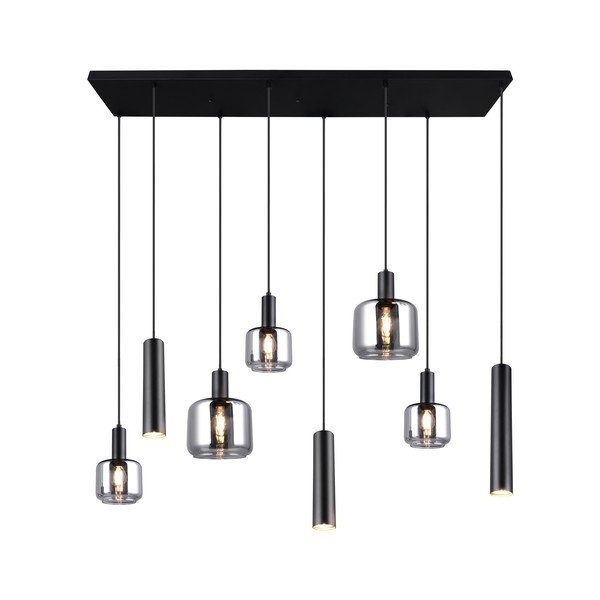 Fekete függőlámpa fém-üveg búrával Mataro – Trio-image-2