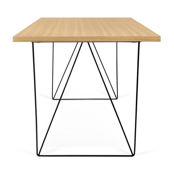 Flow íróasztal tölgyfa dekorral, fekete lábakkal, 140 x 75 cm - TemaHome-image-3