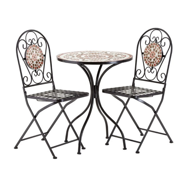 Amalfi 2 db piros-szürke kerti szék és mozaikos asztal szett - Premier Housewares