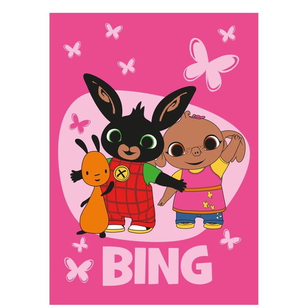 Rózsaszín fleece gyerek takaró 100x150 cm Bing Bunny "Butterflies" – Jerry Fabrics